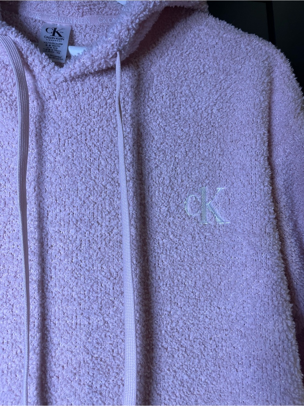 Calvin Klein Pink Plush Lounge Long Sleeve Hoodie